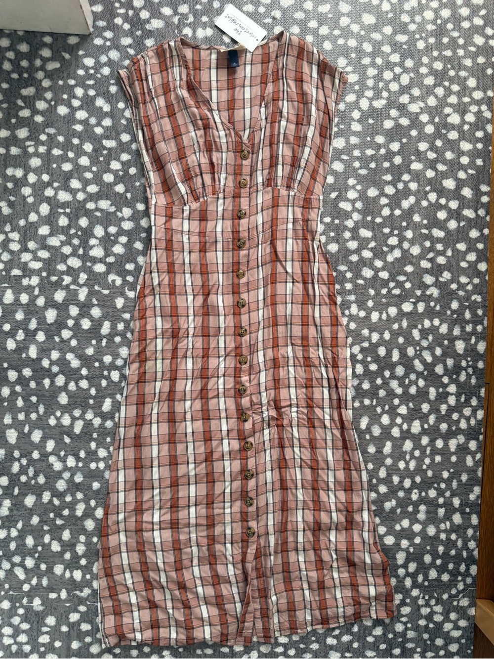 Universal Thread Rust Plaid Button-Front Dress - Size XS - Picture 1 of 3